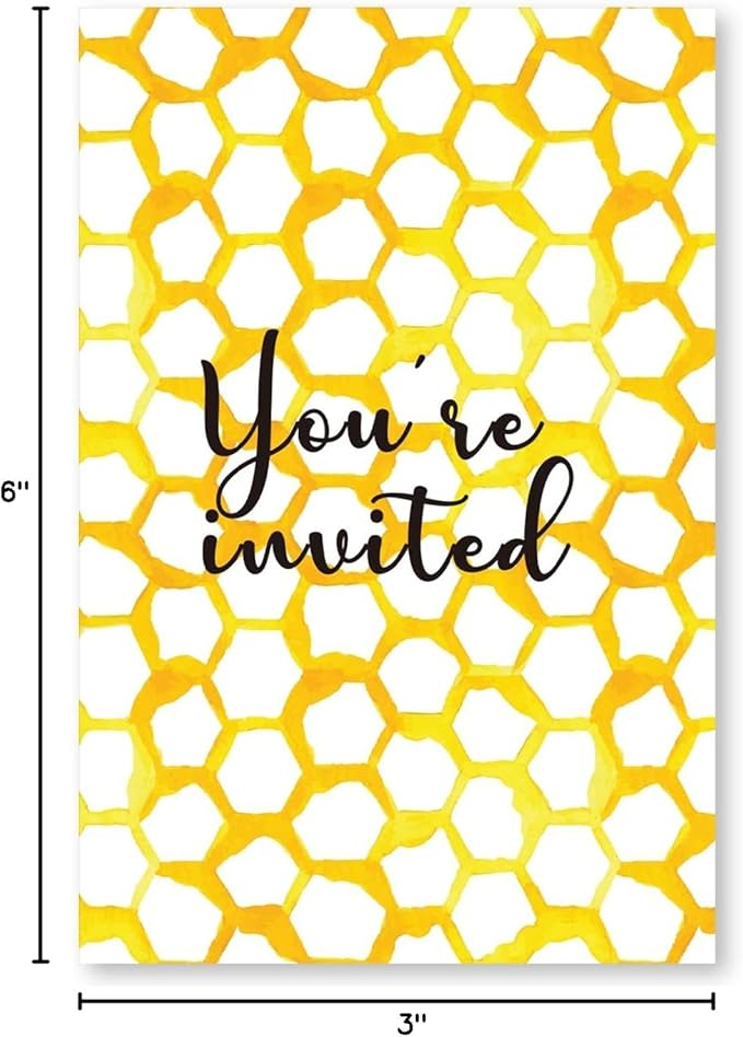 Soiceu Cute Bee-Day Bee 1st Birthday Invitations with Envelopes Set of 20 Watercolors Beehive Bee 1 Year Old First Birthday Party Invites