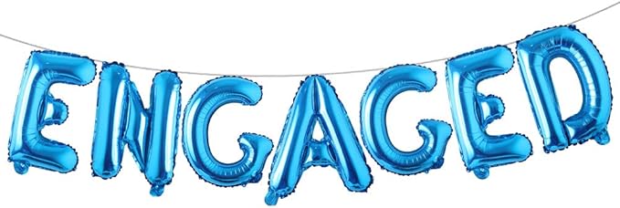 16 inch multicolored Engaged AF Balloon Letters Banner Engagement Party Decorations Supplies (ENGAGED Blue)