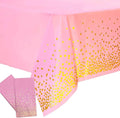 2 Pack Plastic Pink Tablecloth - Disposable Pink & Gold for Rectangle Tables 54" x 108" - Party Decorations for Birthdays, Thanksgiving, Christmas, Valentines, Weddings, Outdoor BBQ & Picnics