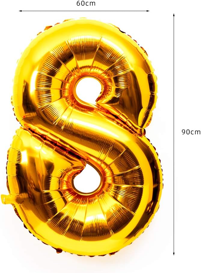 40 Inch Large Foil Helium Number Balloon Birthday Wedding Party 0-9 (Gold, 8)