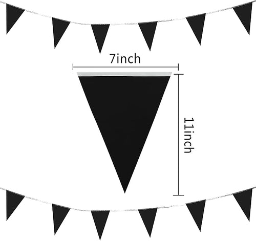 100 Feet Black Pennant Banners Flags String Hanging Triangle Bunting Flags,Party Decorations for Grand Opening,Kids Birthday,Carnival,60 PCS