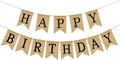 Happy Birthday Banner - Burlap Black Happy Birthday Sign - Neutral Birthday Party Decorations for Man/Woman/Boy/Girl