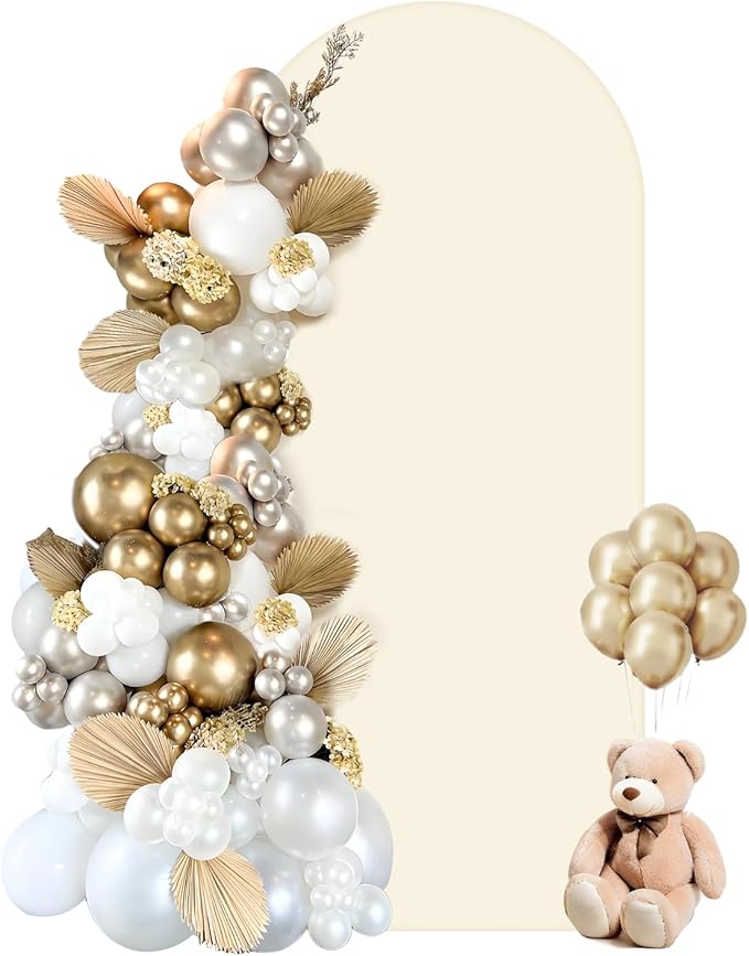 HEMMOTOP Beige Arch Backdrop Cover (No Arch Stand), 6 ft Spandex Arch Covers Stretchy Backdrop for Balloon Arches, Wedding, Birthday Party, Baby Shower, Banquet Arch Decoratio