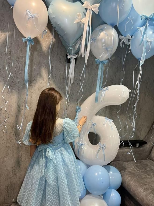 6 Number Balloon, 40 Inch 6 Balloon for Birthday Girl Boy, White Balloons for 6, 16, 26, 60, 2026 Graduation, Birthday, Wedding Anniversary, Xmas, Party Supplies