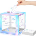 Funrous 51 Diaper Raffle Tickets with Box for Baby Shower Game Invitations Diaper Raffle Card for Gender Reveal Baby Shower Party Decoration Table Centerpiece(Clear Laser Silver)