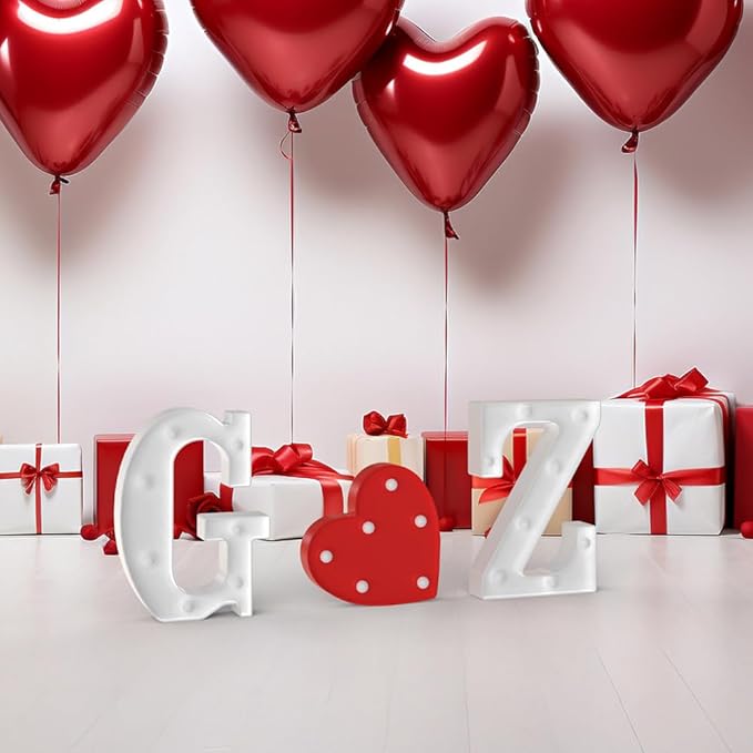 Light Up Marquee Letters - 26 Alphabet Battery Powered LED Lights Sign, Night Light Mini W for Engagement Party Wedding Baby Shower Birthday (White Plastic)