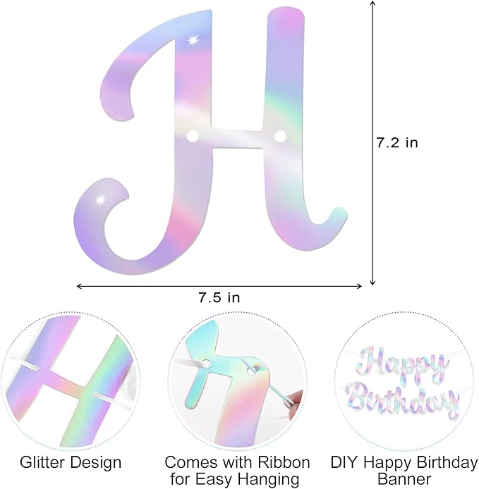 Glitter Happy Birthday Banner Sign Birthday Garland Wall Door Banners Flag for Women Men Boys Girls Party Backdrop Decorations Multicolor