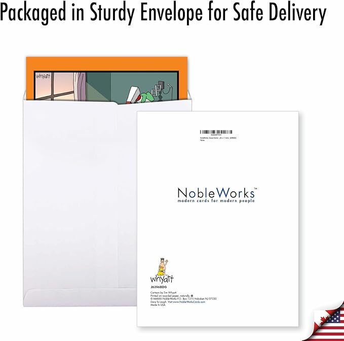 NobleWorks - Oversize Funny Birthday Paper Card 8.5 x 11 Inch with Envelope (1 Pack) Large Jumbo Bday Snooze Button J6396BDG