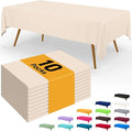 Smiry Disposable Table Cloth - 10 Pack, 54 x 108 Inch Waterproof Rectangle Tablecloths for Parties, Decorative Plastic Table Cover, Leakproof & Sturdy, Ivory