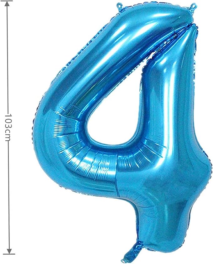 40 Inch Large Foil Helium Number Balloon Birthday Wedding Party 0-9 (Blue, 4)