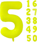 Fluorescent Yellow Number Balloon 40 inch Giant Foil Helium Balloons Yellow Number 5 Balloon for 5th Birthday Party Decorations