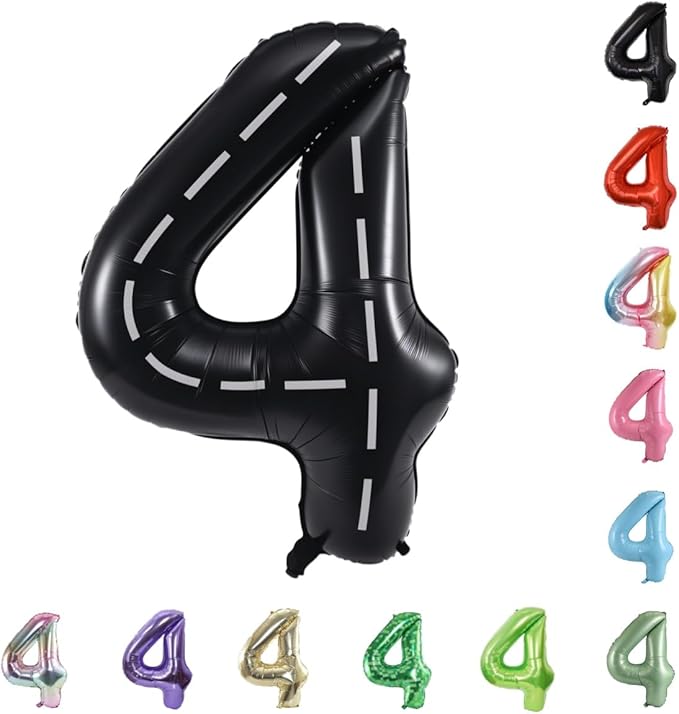 40 Inch Large Foil Helium Number Balloon Birthday Wedding Party 0-9 (Racetrack, 4)