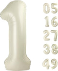 Cream White 1 Number Balloon 40 inch, Number 1 Birthday Balloon for Boy Girl, Cream White Foil One Balloon for 1st 10 11 12 16 18 Birthday Party, Anniversary Celebration Number Balloons Decorations