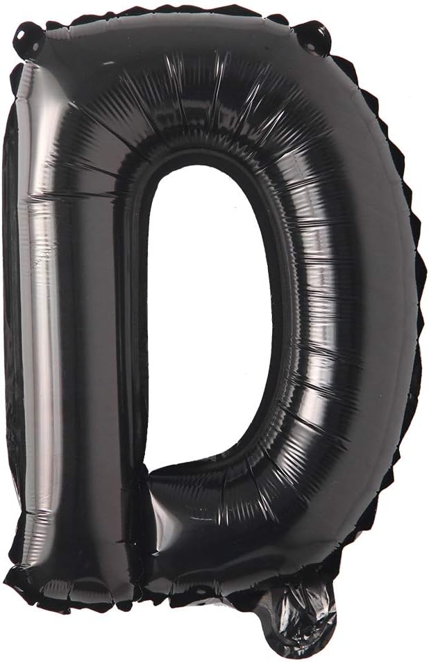 16" inch Single Black Alphabet Letter number Balloons Aluminum Hanging Foil Film Balloon Wedding Birthday party decoration banner Air Mylar Balloons (16 inch Black D)
