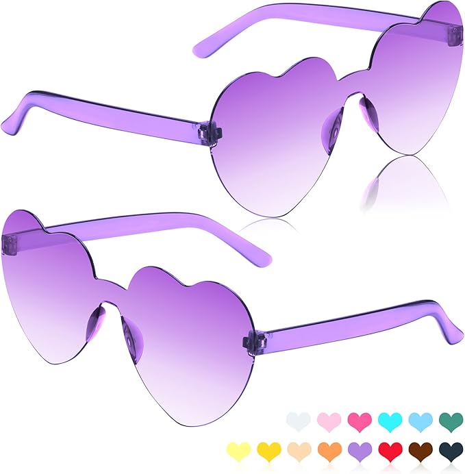 Heart Sunglasses 2 Pairs Heart Shaped Sunglasses Womens Heart Glasses Rave Sunglasses for Women Party Favors