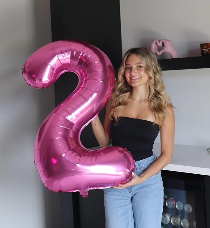 40 Inch Pink Number 1 Balloon, Giant Number 1 Balloons for 11th 12th 21st Birthday Decorations, Party Supplies for Baby Boy Girl, Pink Party Decor