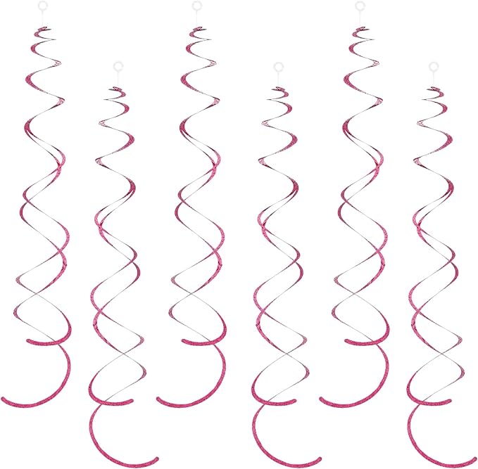 30 Pieces Iridescent Hot Pink Hanging Swirl Decorations Plastic Streamers Foil Swirls Ceiling Decorations Wedding Holiday Celebration Bachelorette Baby Shower Birthday Party Decorations