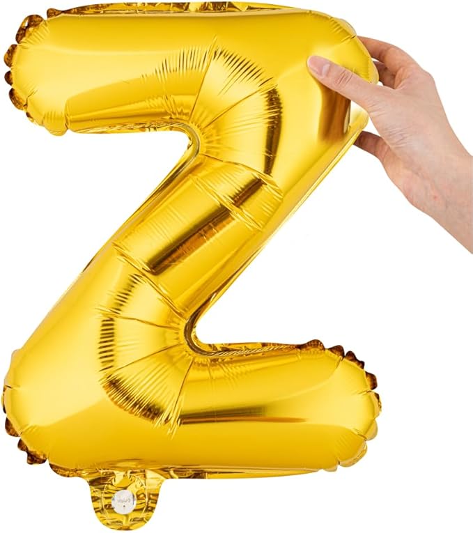 Restaurantware-Balloonify 16 Inch Letter Balloon, 1 Alphabet Party Balloon - Letter Z, Self-Sealing, Gold Foil Mylar Finish, Hanging Loop, Decoration For Birthday, Wedding, Or Graduation