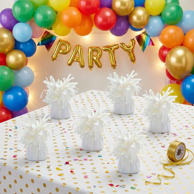 Aluminum Foil Balloon Weights for Parties (24 pcs) - 0.31lb (140g) Each - Premium Balloon Anchors for Birthday, Wedding, Dinner, Indoor & Outdoor Decorations(White 24pcs)