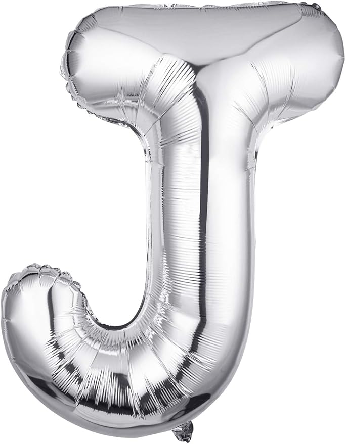 Letter Balloons 40 Inch, Single Silver Letter J Balloons Aluminum Hanging Foil Film Balloon for Baby Shower, Wedding Anniversary, Graduation, Birthday Party Decoration