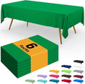 Smiry Disposable Table Cloth - 6 Pack, 54 x 132 Inch Waterproof Rectangle Tablecloths for Parties, Decorative Plastic Table Cover, Leakproof & Sturdy, Green