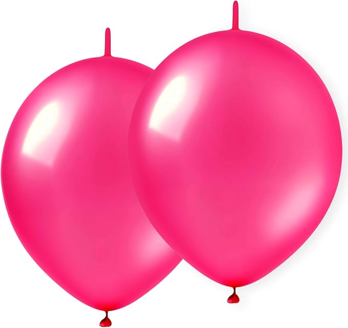 Link Balloons 12 Inch - 100 Pcs Quick Link Balloon Latex Linking Balloons Connected Linkable Balloon Birthday Wedding Party Decorations(Rose)
