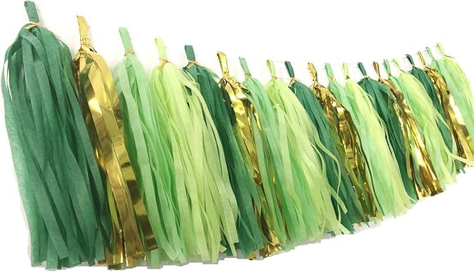 20PCS Green Paper Tassels Garland Banner Table Decor Party Tassels Banner Wedding Birthday Baby Shower Nursery Party Decorations Supplies