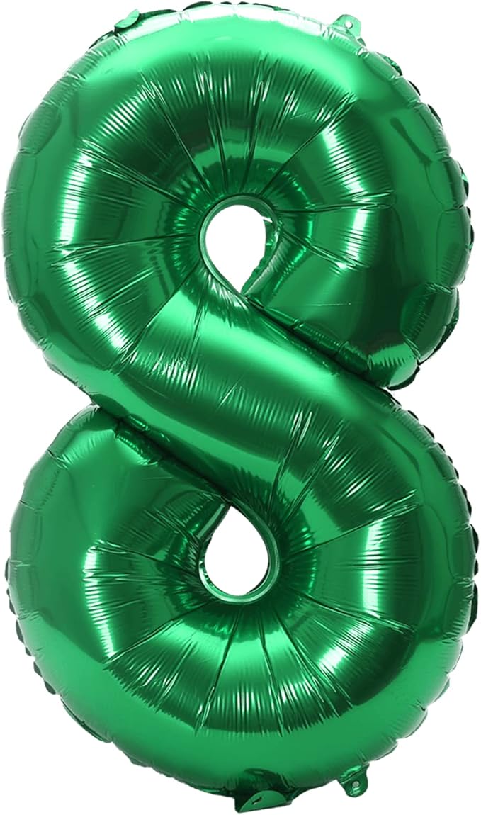 YPSelected 32 Inch Large Foil Helium Number Balloon Birthday Wedding Party 0-9 (Green, 8)