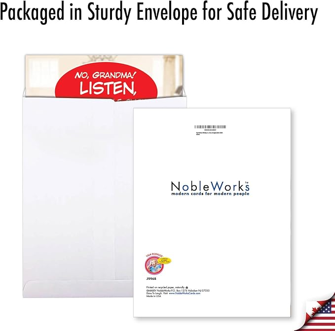 NobleWorks - 1 Jumbo Funny Card for Birthdays (8.5 x 11 Inch) - Cartoon Joke, Humor Bday Card with Envelope - No Grandma Just Double Click J9968