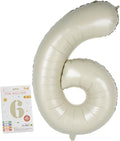 40in Birthday Big Number Balloon - CARGEN Giant Foil Balloons for Women Men Birthday Party Wedding Anniversary Supplies Decorations, Creamy White Six, No.6