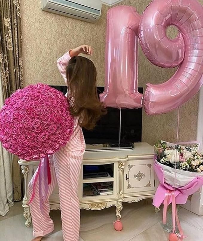40 Inch Large Numbers Balloon, 4 Pearl Pink Ballon for 4th 14 40 44 Birthday Party, Balloon 4 Number for Graduations Wedding Supplies