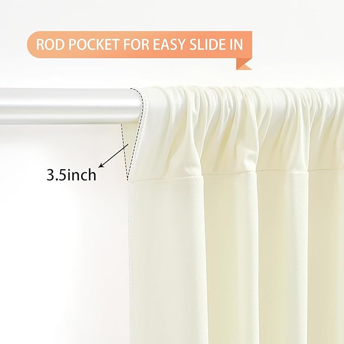 Wish Care Ivory Backdrop Curtains - 6 Panels, Wrinkle-Free, Polyester, Photography Drapes for Wedding, Baby Shower, Photo Background Decorations - 24 X10FT (Ivory)