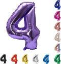 YPSelected 32 Inch Large Foil Helium Number Balloon Birthday Wedding Party 0-9 (Purple, 4)