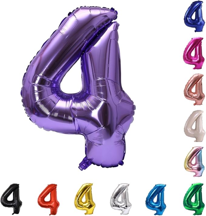 YPSelected 32 Inch Large Foil Helium Number Balloon Birthday Wedding Party 0-9 (Purple, 4)