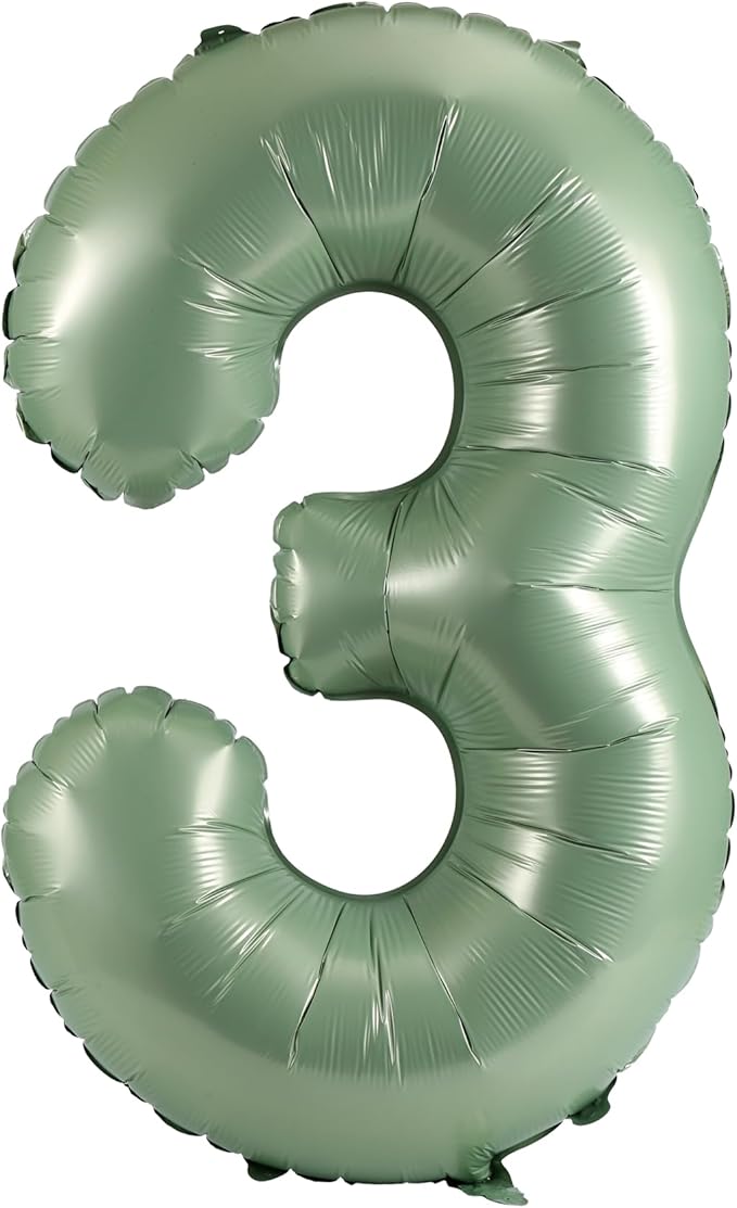 YPSelected 32 Inch Large Foil Helium Number Balloon Birthday Wedding Party 0-9 (Olive Green, 3)