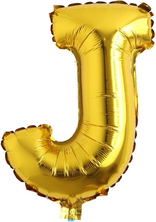 16" Alphabet Letter and Number Balloons Set Package, Aluminum Hanging Foil Film banner Mylar Balloon for Birthday Party Decoration Custom Word (A-Z, 0-9 Gold) (16 inch J Gold)