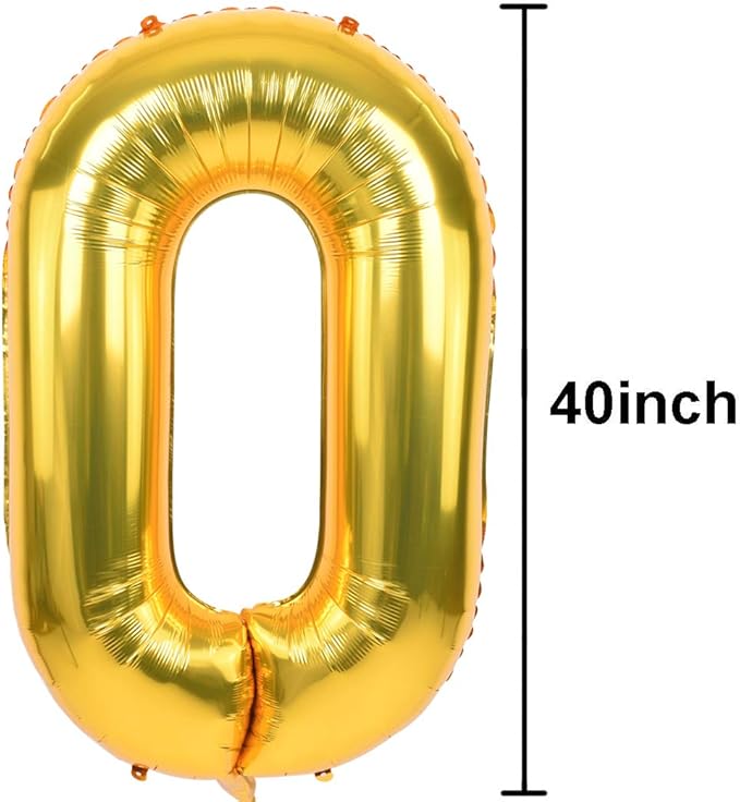 TONIFUL 40 Inch Gold Large Numbers0-9 Foil Mylar Big Number Balloon Digital 0 for 2026 Graduation New Year Eve Birthday Party,Wedding, Bridal Shower Engagement Photo Shoot, Anniversary