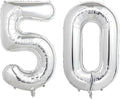 Number Balloons Silver Party Balloon - Giant Number 50 Balloon, 40 Inch Large Balloon for 50th Birthday Decorations, Silver Party Supplies for Anniversary