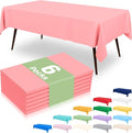 misaya 6 Packs Disposable Plastic Table Cloth, 54 x 108 Inch Waterproof Rectangle Tablecloth, Leakproof & Sturdy Decorative Table Covers for Easter, Picnic, Party and Outdoor, Peach