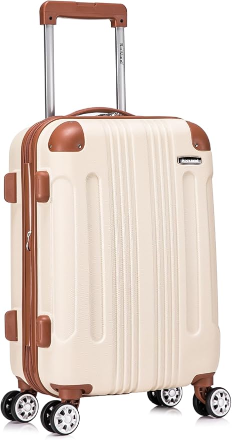 Rockland London Hardside 2 Piece Spinner Wheel Luggage Set, Carry-On 20" and Tote 14", White
