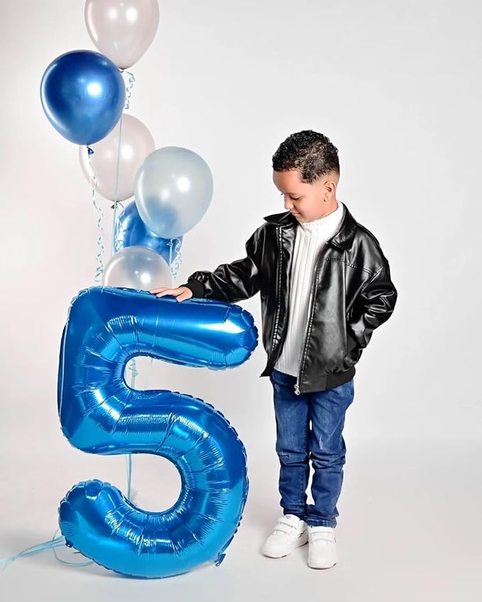Number 5 Balloon 40 Inch Foil Balloons for Boys And Girls, Blue Numbers Balloon for 5, 15, 25, 50 Birthday Party Decoration, Anniversary, Christmas, Thanksgiving Day