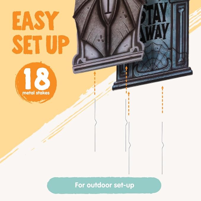 JOYIN 16" 9 Pcs Halloween Tombstones Decorations Outdoor Graveyard Decor, Yard Lawn Cemetery Plastic Headstones with 18 Metal Stakes for Halloween Indoor Prop Decorations, Party Decor Supplies