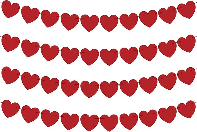 OHOME Valentines Day Decorations - Valentines Banner - Valentines Decor Red Heart Garland 40 Pack Valentines Day Backdrop Galentines Day Decorations Party Favors for Door Wall Classroom School Home