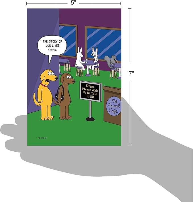 NobleWorks - 1 Funny Animal Card for Birthdays - Pet Cat and Dog Humor, Birthday Notecard with Envelope - The Animal Cafe C6384BDG