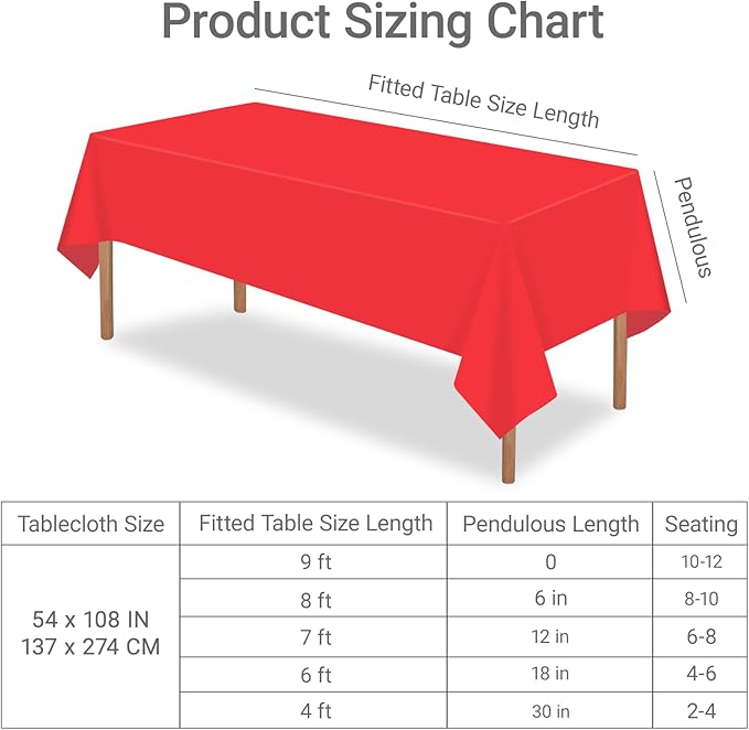 MRJ 12 Packs Red Disposable Tablecloths 54x108 Inch, Plastic Rectangle Table Cover for Wedding Valentine's Day and Christmas Day