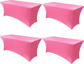 Obstal 6ft Stretch Spandex Table Cover - 4 Pack Universal Rectangular Fitted Tablecloth Protector for Wedding, Banquet and Party (Dark Pink, 72L x 30W x 30H Inches)