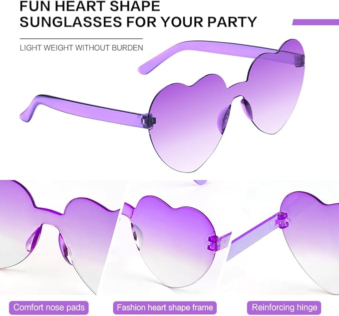 Heart Sunglasses 2 Pairs Heart Shaped Sunglasses Womens Heart Glasses Rave Sunglasses for Women Party Favors