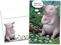 Tree-Free Greetings - Birthday Card - Artful Designs - 1 Card + Matching Envelope - Made in USA - 100% Recycled Paper - 5 x 7 - Pig in Shitakes (VO69631)