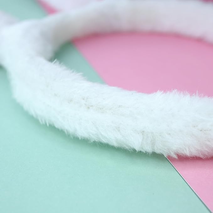 Needzo Easter Bunny Ears Hair Accessories, Pink and White Spring Items for Egg Hunts and Parties, One Size