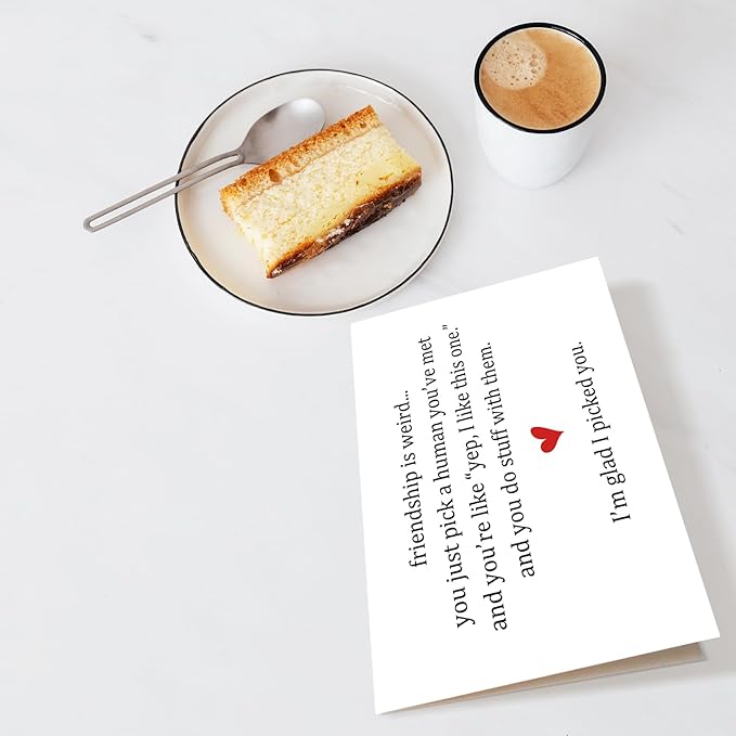 Funny Friendship Card for Women Men, Humorous Best Friend Birthday Card & Gift for Him Her, Snarky Birthday Card & Gift for Friend Bestie BFF, Friendship is Weird... I'm Glad I Picked You
